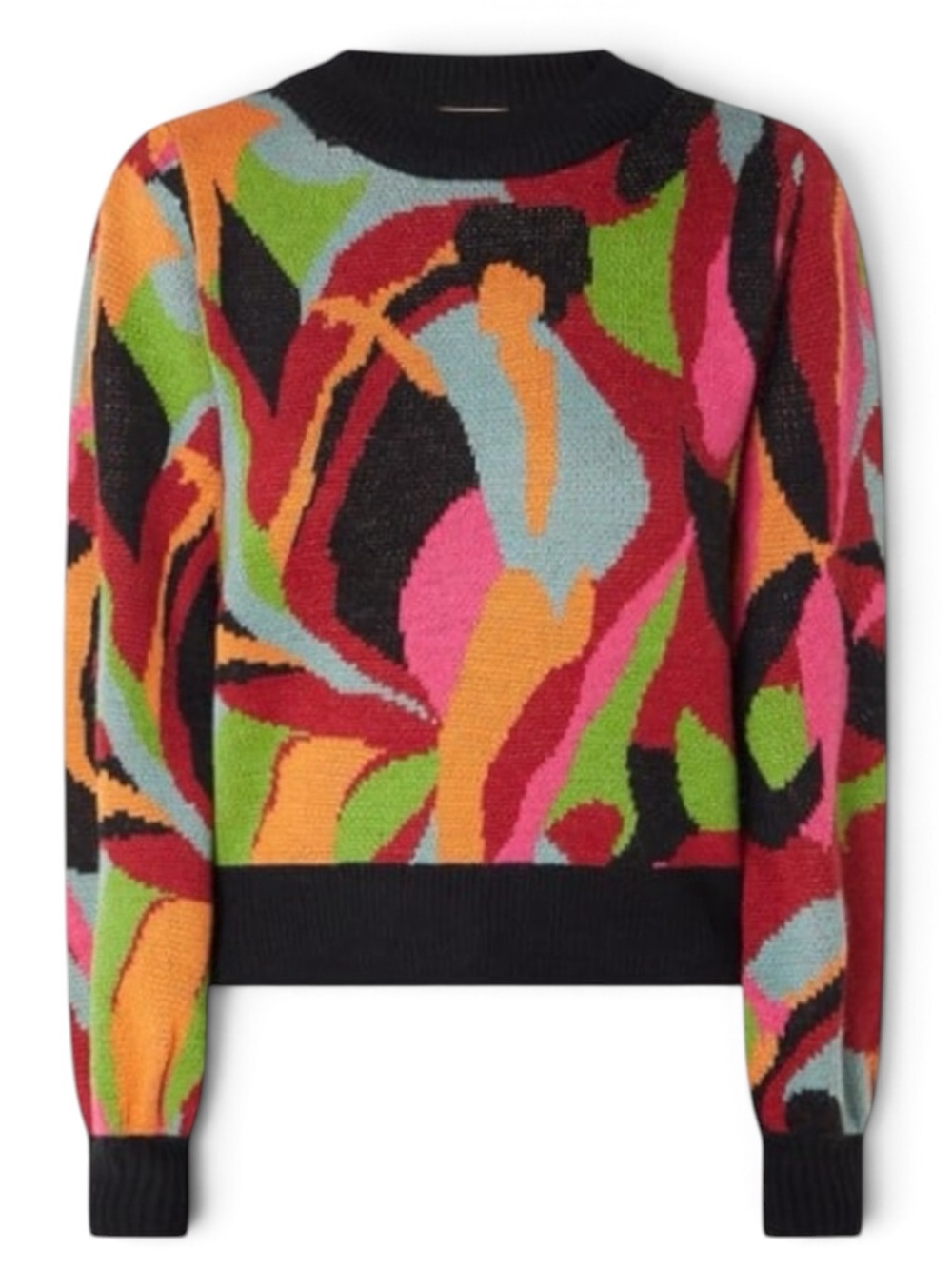 FARM Rio The Dance Multicolor Chunky Knit Balloon Sleeve Sweater Size XL